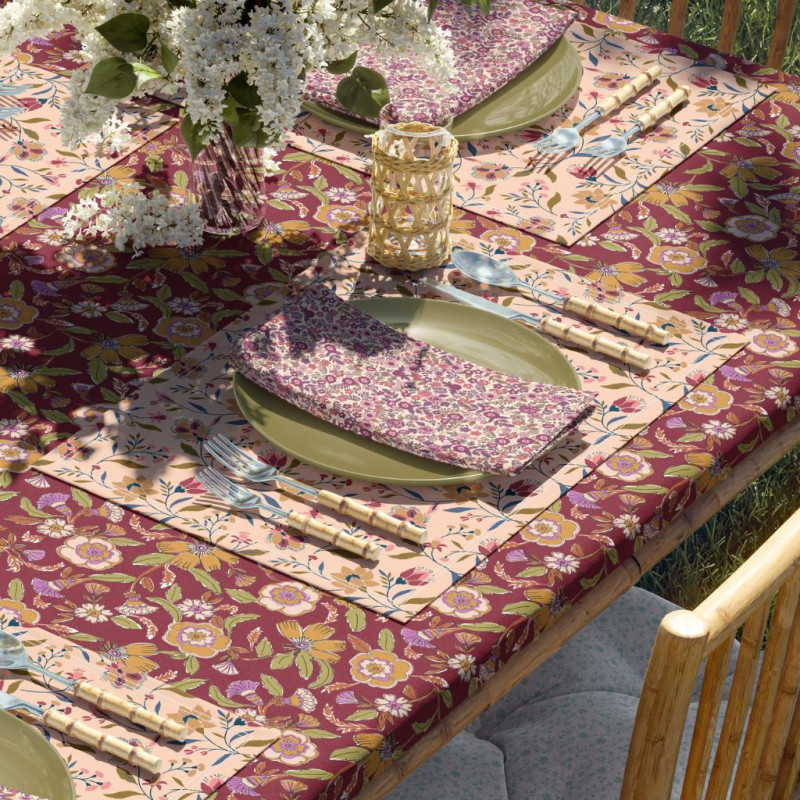 Printed Acryl Coated Cotton EVELYNE Peach / Beige